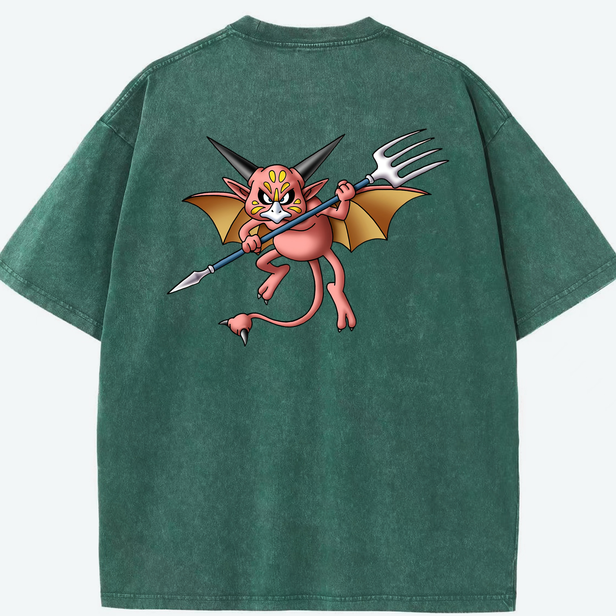 （画像用） ドラゴンクエスト Doragon Kuesuto Dragon Quest 綿100% ヴィンテージ風 半袖Tシャツ（背面プリント）